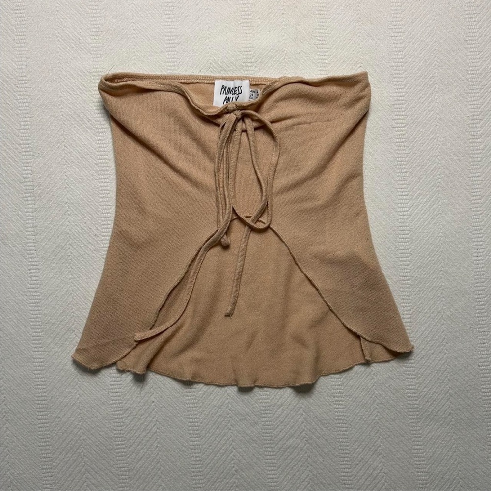 Princess Polly Beige Strapless Top with Front Tie